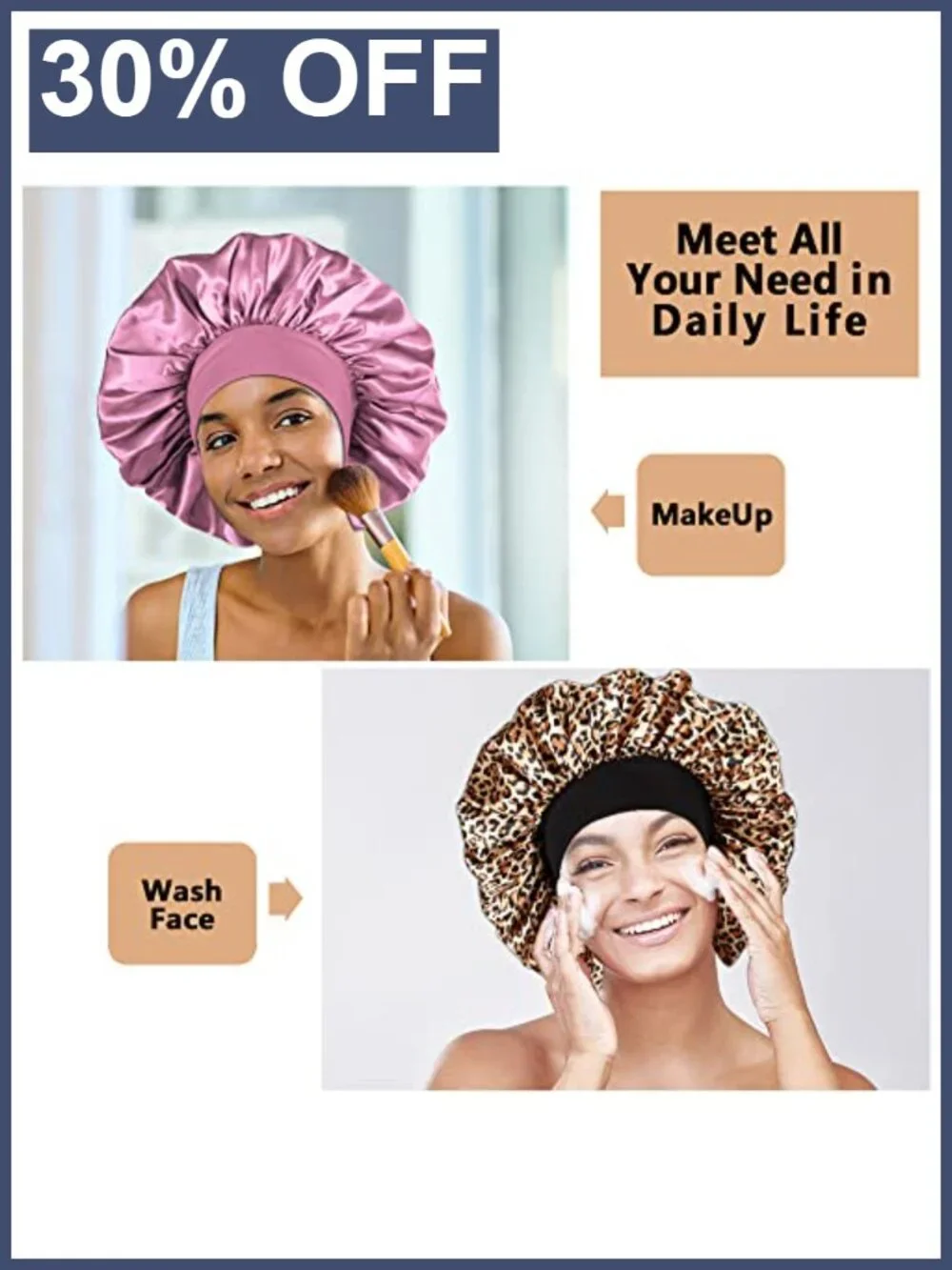 Extra Large Satin Bonnets for Sleeping 3 Pack Hair Bonnet for Black Women